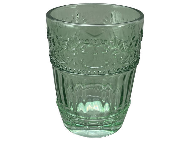Glass grønn mønstret glass 8x8x10,5cm Forpk 12stk Verrerie 