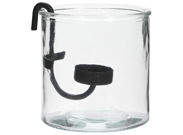 Glass med metall telysholder 12xH12cm 