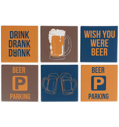 Glassbrikke keramikk Beer 10x10cm 6asx Display 36stk
