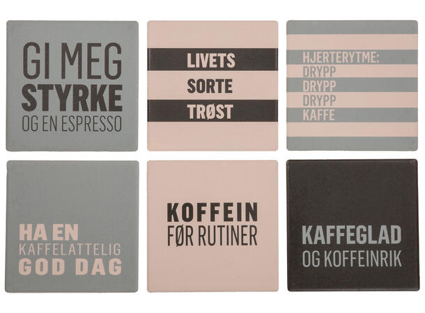 Glassbrikke keramikk Kaffe 10cm 6ass Display 36stk 