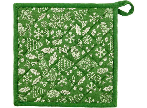 Gryteklut jul bomull 20x20xm 3ass Rød Grønn Sand 