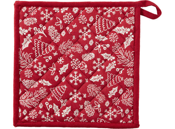 Gryteklut jul bomull 20x20xm 3ass Rød Grønn Sand 