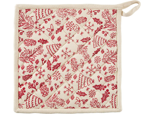 Gryteklut jul bomull 20x20xm 3ass Rød Grønn Sand 