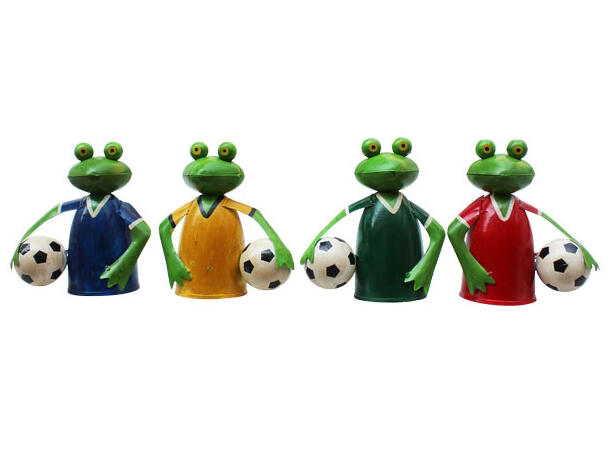 Hagepynt frosk fotball metall 18x10x19cm 