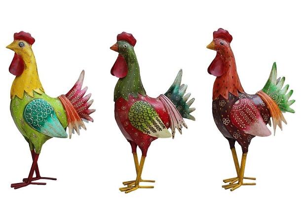 Hane stående slank metall 19x10x36cm 3as Forpk 3stk 