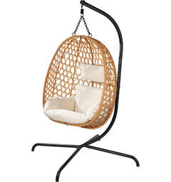 Hengestol rotting naturfarge inkl. puter 105x195cm, kurv: 92x59x106cm, inkl puter