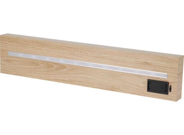 Hylle MDF brun m/LED-lys 60x40x12,5cm Batteri: 2xAA ikke inkludert 