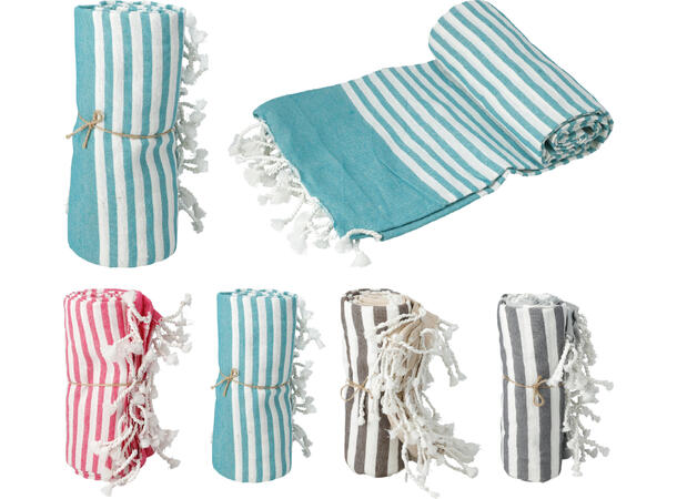 Håndkle stripet bomull 140x180cm 4ass Hammamhåndkle Vekt: 200g 