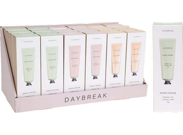 Håndkrem Daybreak 75ml 5x4x15cm 3ass Display med 24stk 
