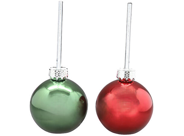 Julekule Drikkeglass m/sugerør 10cm 2ass Forpk 18stk 