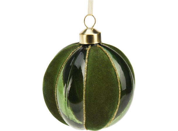 Julekule glass ornament grønn 8cm 3ass Display 12stk Kule Løk Dråpe 