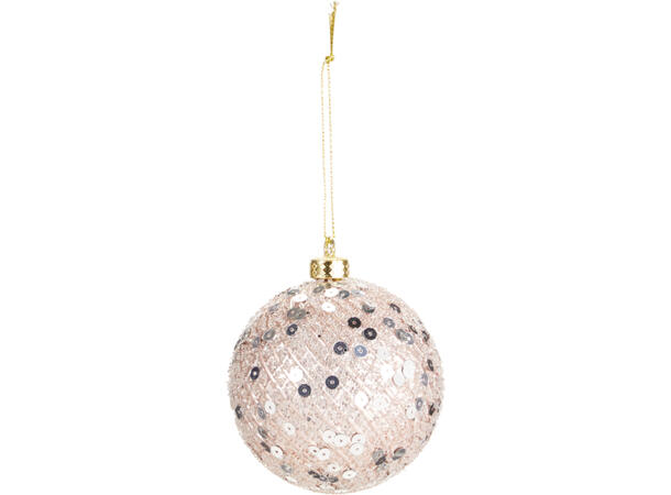 Julekule m/perler/paljett glass 8cm 3ass Display 12stk 