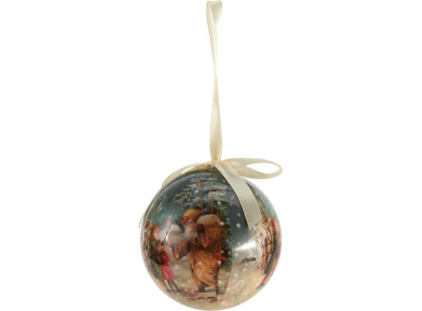 Julekule nostalgisk 7,5cm 14stk Styrofoam/papir i gaveeske 