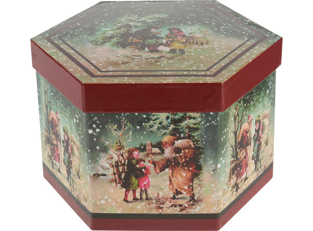 Julekule nostalgisk 7,5cm 14stk Styrofoam/papir i gaveeske 