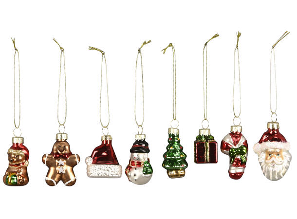 Julepynt juledekor glass 5-6-7cm 8cm tau Display 68stk 8 ass 