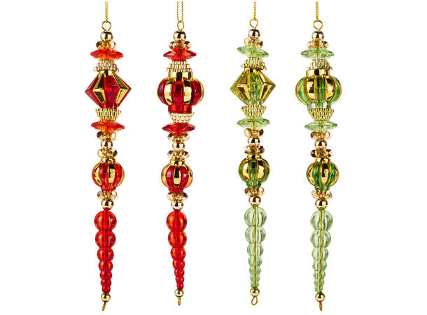 Julepynt rød/grønn diamant 17cm 4ass Display 40stk 