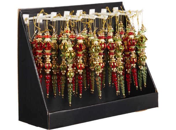 Julepynt rød/grønn diamant 17cm 4ass Display 40stk 