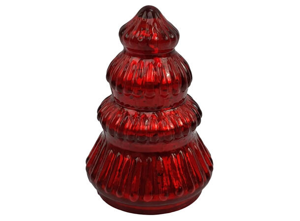 Juletre rød glass 6,5x6,5x10cm Forpk 24stk 
