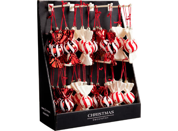Juletrepynt drops henge plast 13cm 2ass Display 30stk 