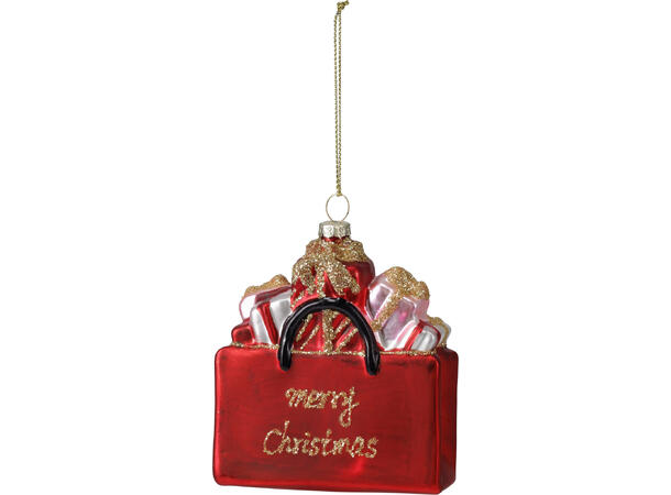 Juletrepynt gavepose glass 9,6cm 6ass Display 12stk 