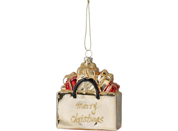 Juletrepynt gavepose glass 9,6cm 6ass Display 12stk 