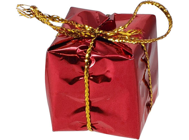 Juletrepynt gull/rød sett med 24 deler Kongler Trommer Stjerner 