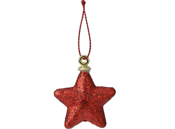 Juletrepynt gull/rød sett med 24 deler Kongler Trommer Stjerner 