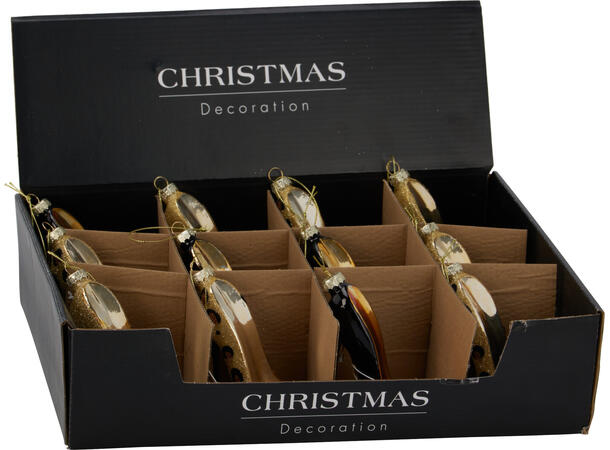 Juletrepynt høyhæl sko glass 12cm 4ass Display 12 stk 