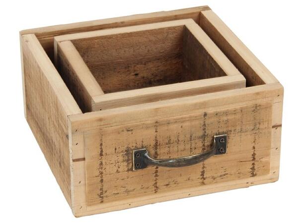 Kasse natur tre 22x22x11cm m/håndtak s/2 