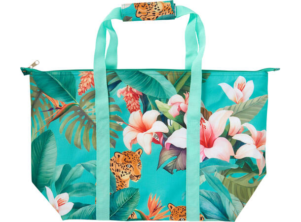 Kjølebag blomster polyester 22l 3ass 56x34x17cm Rosa, gul og grønn-farger 