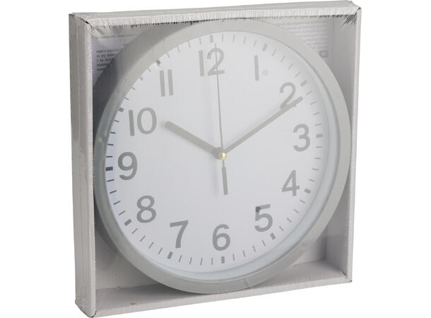 Klokke vegg 23cm 4ass farger Grønn, blå, rosa, grå. Materiale: PP 