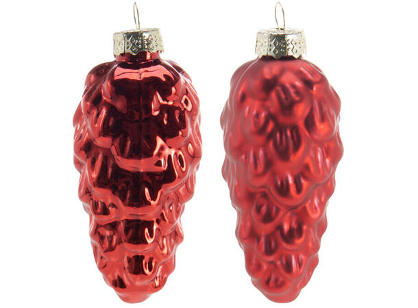 Kongler glass rød 8,6cm 9stk Pakket 9stk i sort gaveeske 