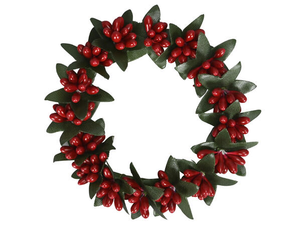 Krans rød-grønn m/bær polyester 11cm 