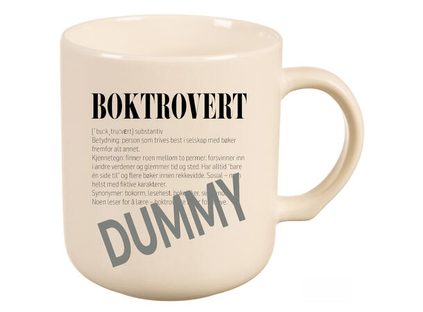 Krus definisjon hvit m/sort Boktrovert 330ml 8x9cm 200g 