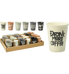 Krus keramikk 6x7cm 100ml 6ass Display 24stk