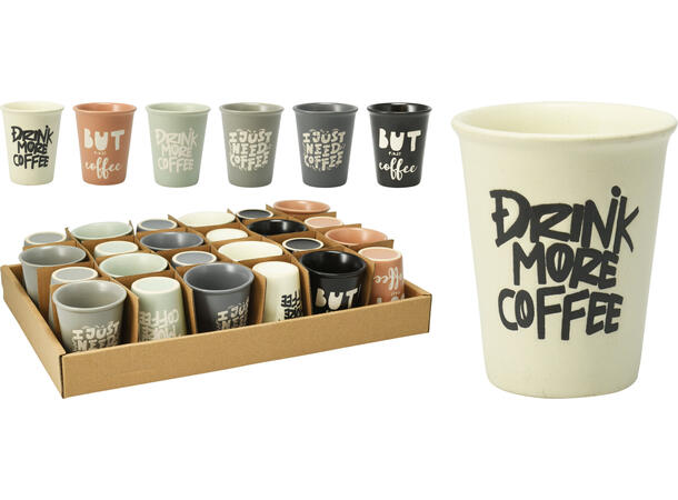 Krus keramikk 6x7cm 100ml 6ass Display 24stk 