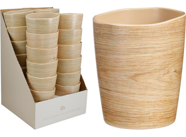 Krus melamin tredekor 9x10,5cm 450ml Pakket i display 24stk 