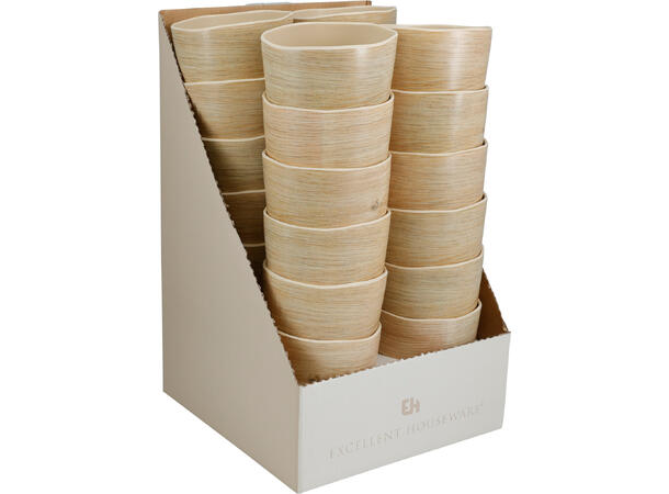 Krus melamin tredekor 9x10,5cm 450ml Pakket i display 24stk 