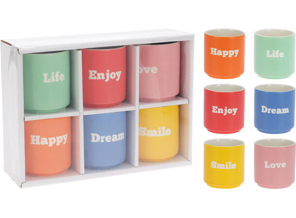 Krus porselen 7x7,5cm 180ml 6stk 