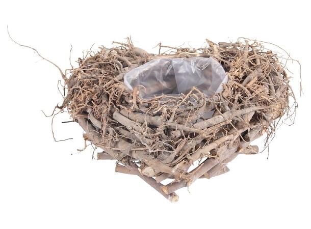 Kurv hjerte natur flettet tre 40x40x12cm Med plast 