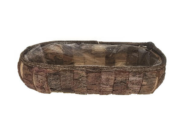 Kurv potte tre m/plast 30x9,5x7,5cm 