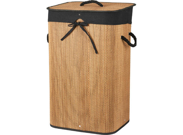 Kurv skittentøy bambus 40x30x60cm Med sort lin innvendig 