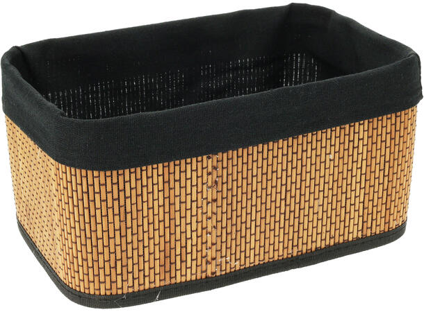 Kurvsett bambus m/sort lin s/3 24x14x12cm, 29x19x14cm, 34x24x16cm 