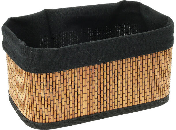 Kurvsett bambus m/sort lin s/3 24x14x12cm, 29x19x14cm, 34x24x16cm 