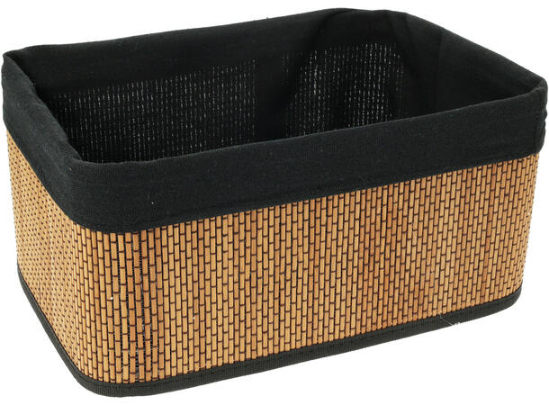 Kurvsett bambus m/sort lin s/3 24x14x12cm, 29x19x14cm, 34x24x16cm 