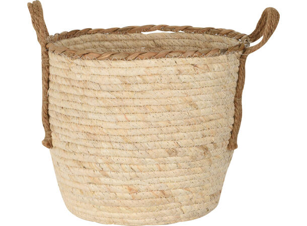 Kurvsett flettet maisblad lys natur s/3 26x26x23cm / 32x32x28cm / 38x38x33cm 
