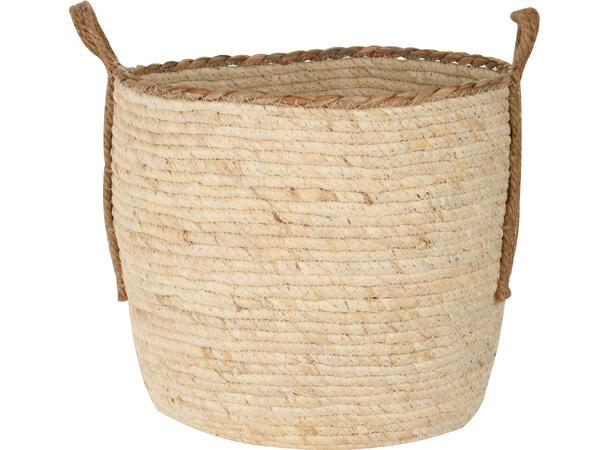 Kurvsett flettet maisblad lys natur s/3 26x26x23cm / 32x32x28cm / 38x38x33cm 
