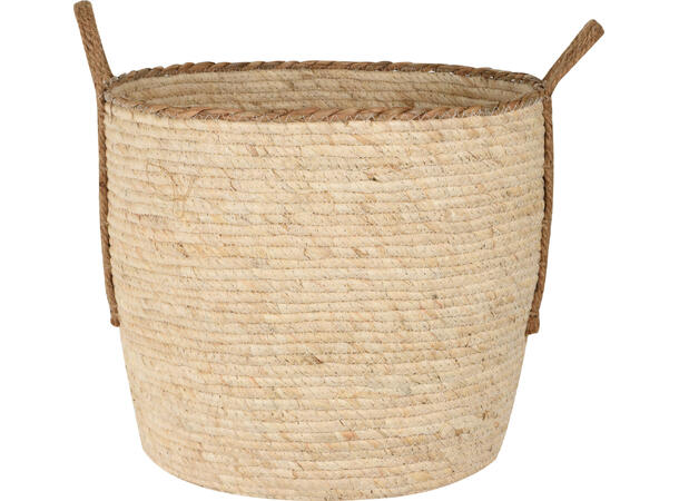 Kurvsett flettet maisblad lys natur s/3 26x26x23cm / 32x32x28cm / 38x38x33cm 
