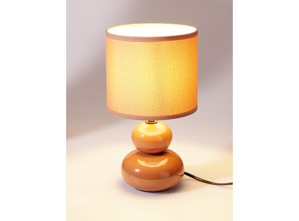 Lampe keramikk brun m/skjerm h:29,5cm Forpk 6stk Lyspære E14 Max 40W 