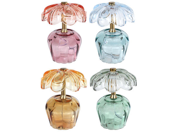 Lampe palme LED glass 11x11x15cm 4ass 